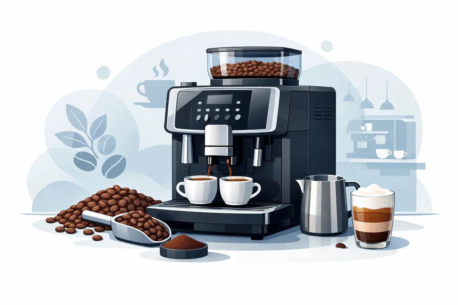 Fully Automatic Commercial Coffee Machine With Grinder