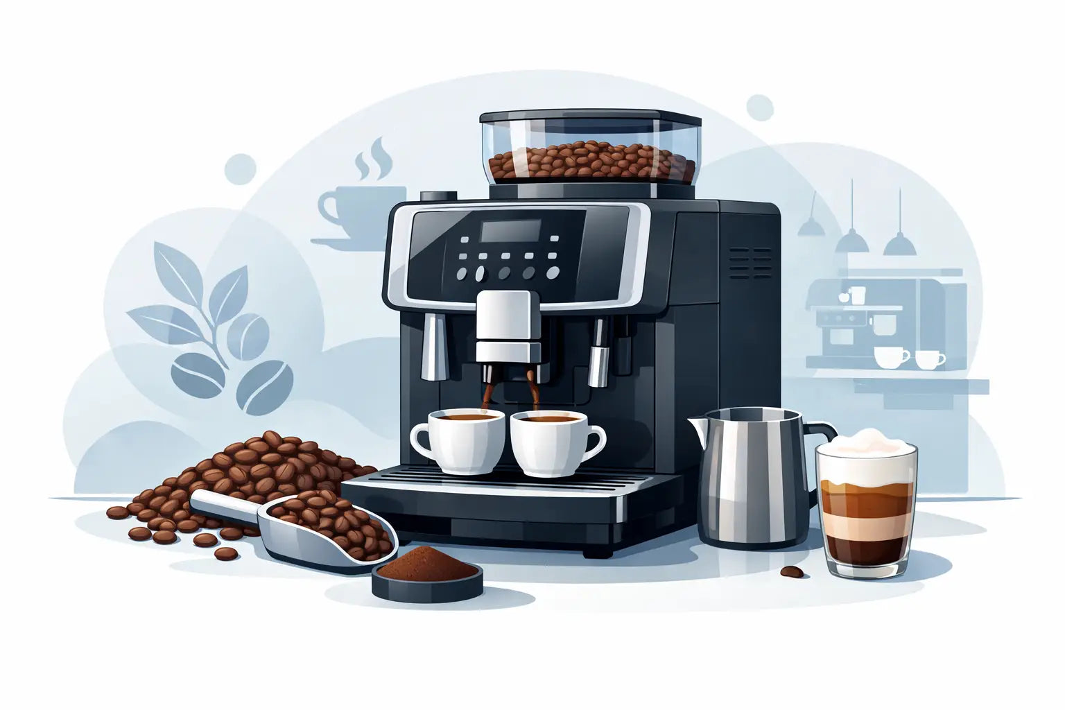Fully Automatic Commercial Coffee Machine With Grinder